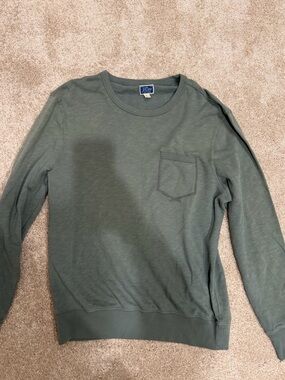 Men's Olive Green Crewneck Sweater with Pocket